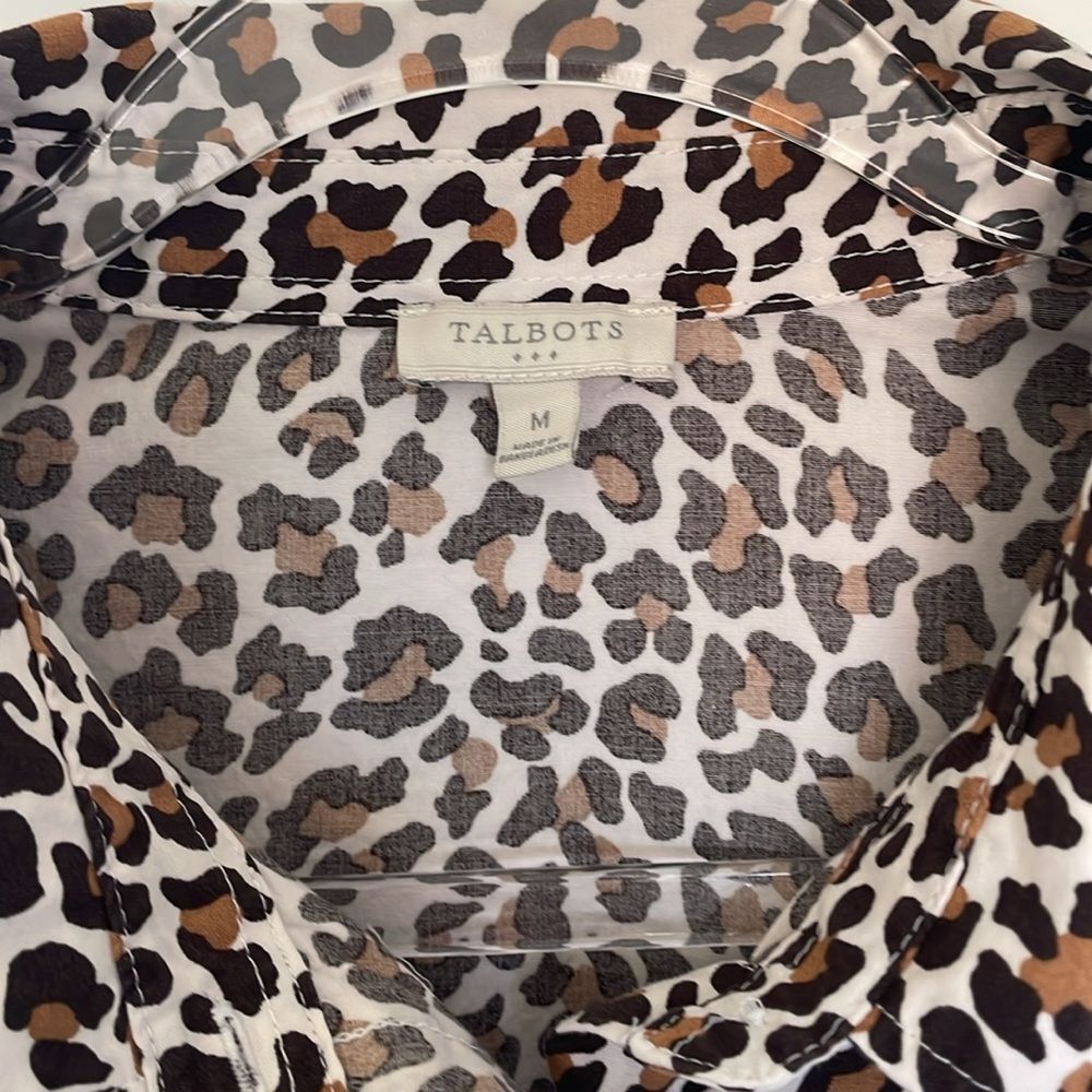 Talbots Leopard Print Button Down Cotton Stretch … - image 3